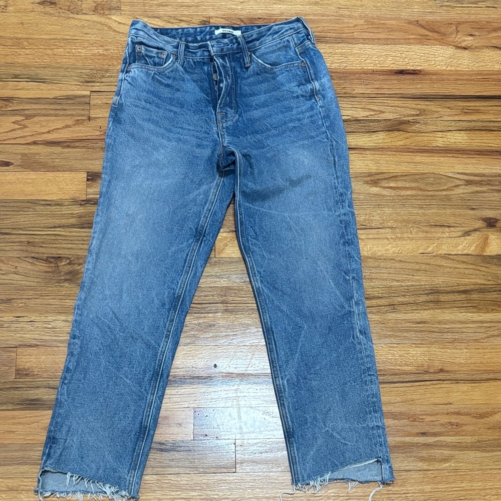 GRLFRND Distressed Blue Straight Leg Jeans